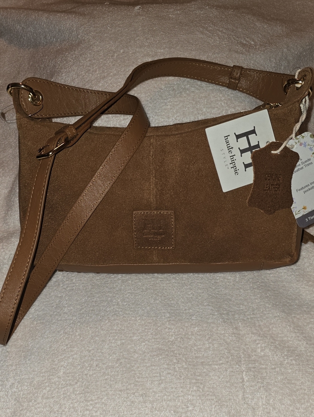 Haute Hippie Brown Genuine Suede Fringe Hobo Bag NWT